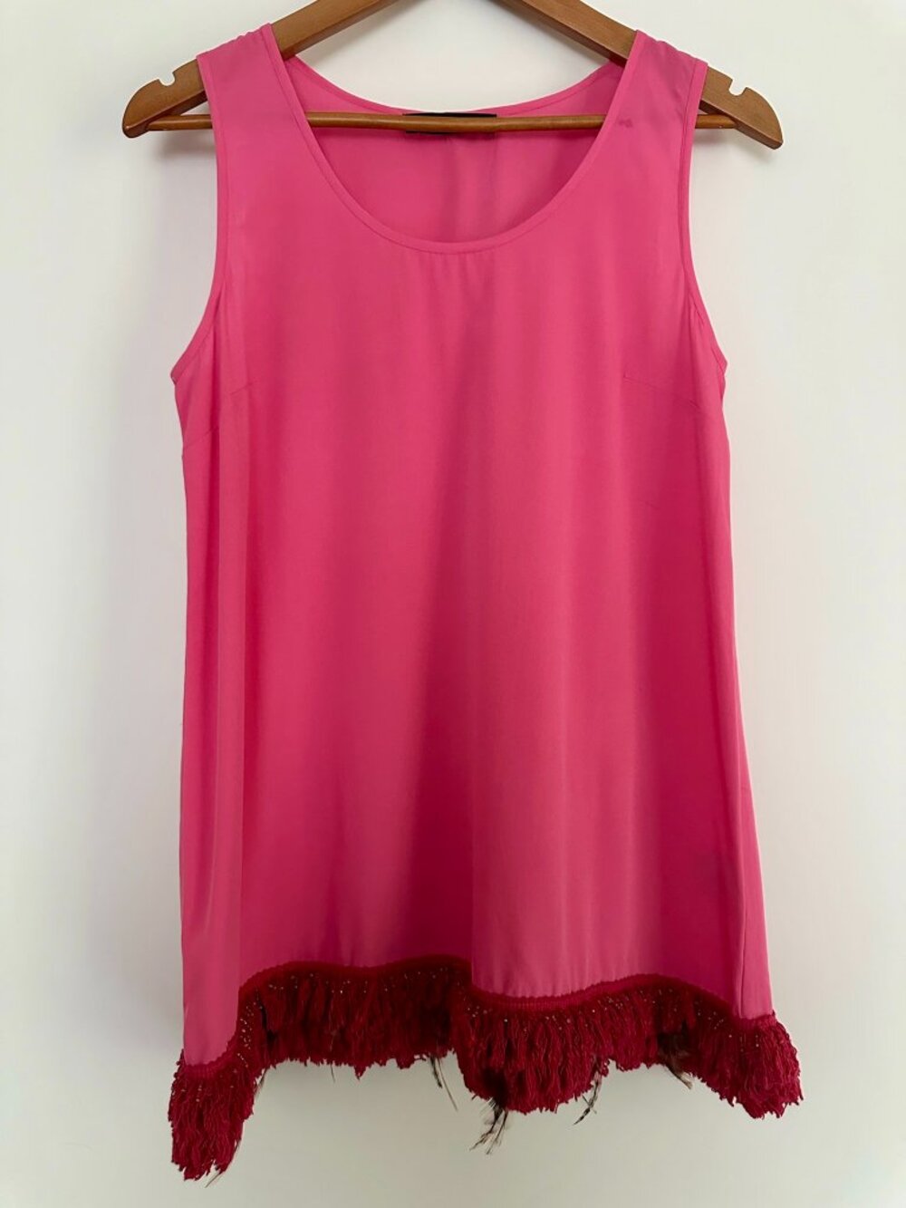 Hot Pink Boutique Tank Sleeveless Top Beaded Fringe S by Twin Set Fun